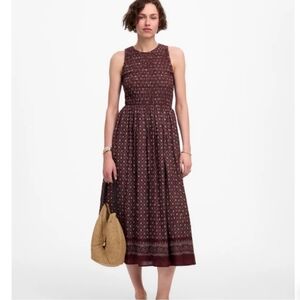 Madewell Burgundy Printed Midi Dress